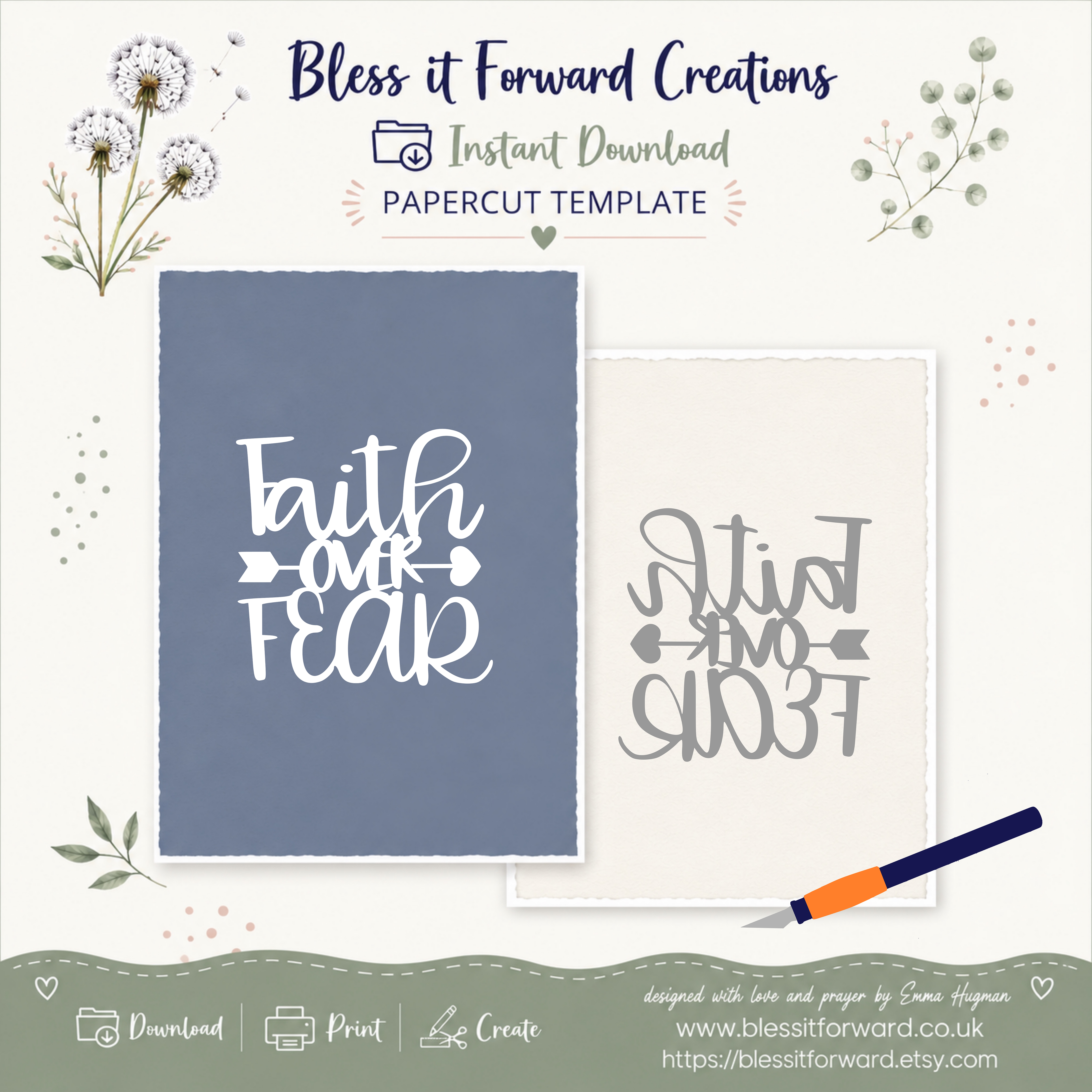 Faith over Fear Papercut Template