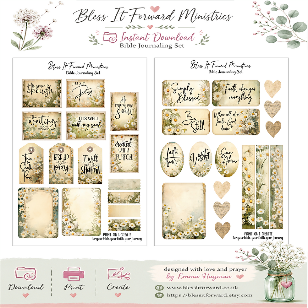 Thumbnail: Vintage Daisy Themed Bible Journaling Set – Instant Download