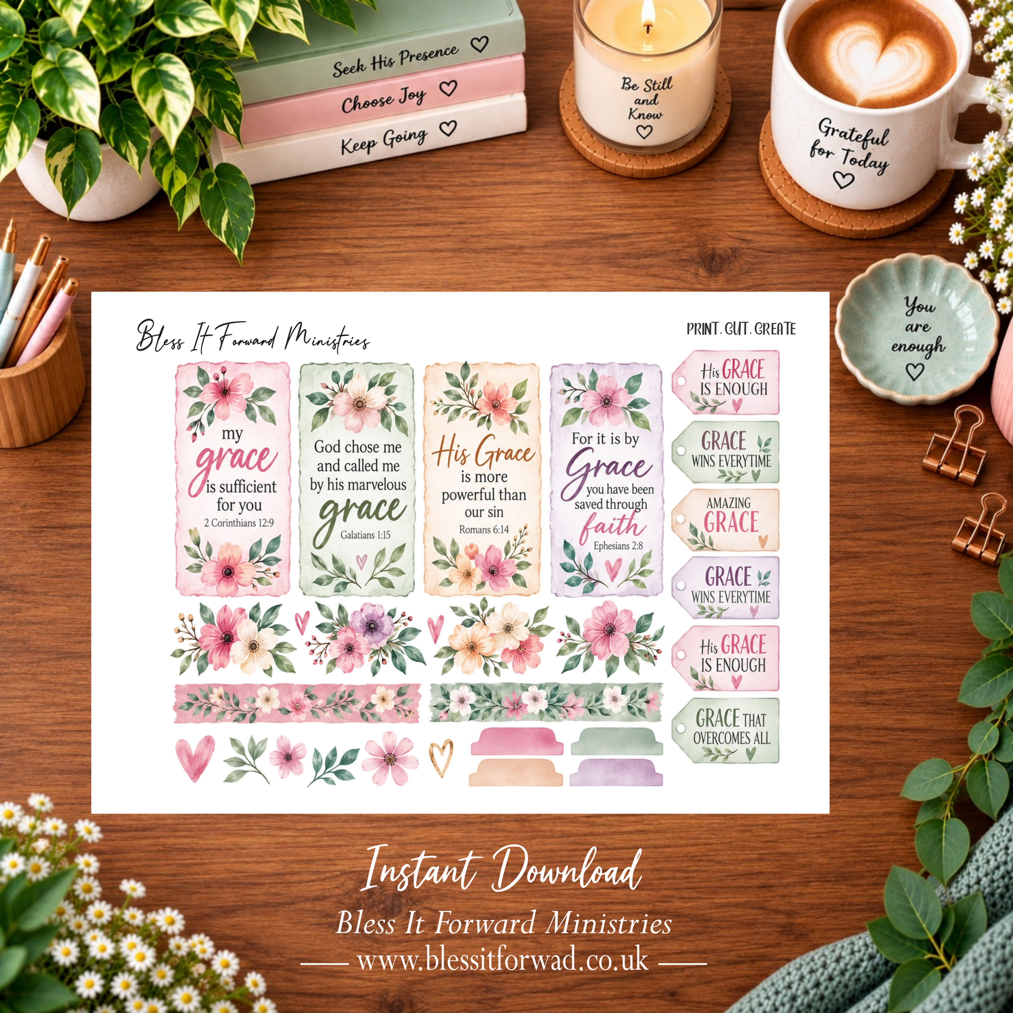 Grace-Themed Bible Journaling Set – Instant Download
