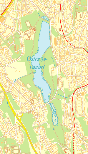 Kart over Østensjøvannet