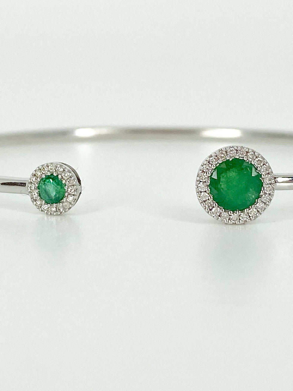 Thumbnail: 14K WHITE GOLD EMERALD & DIAMOND BANGLE