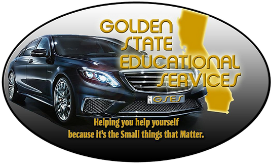 Golden State Educational Services logo black car and CA logo
