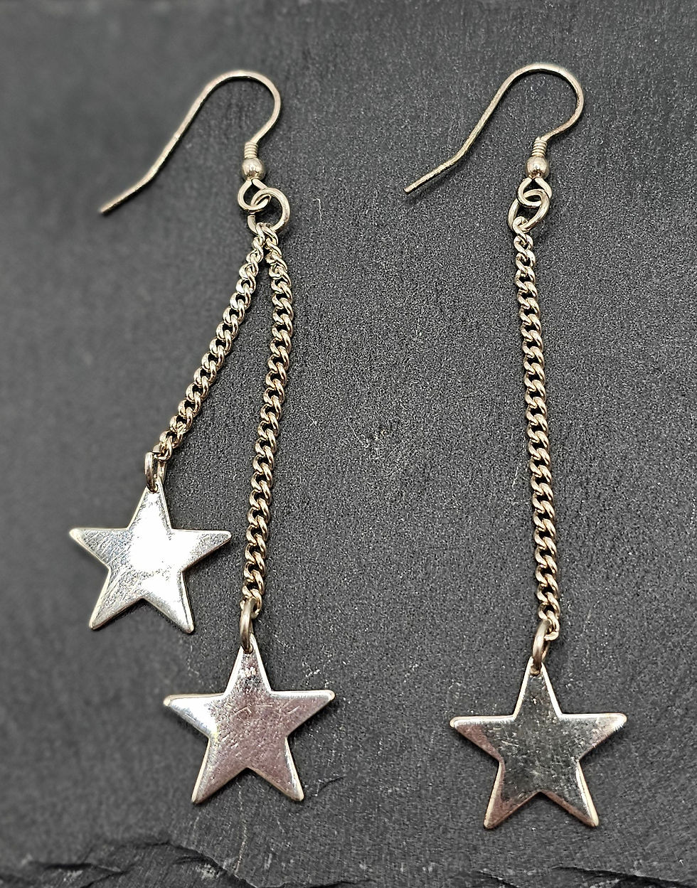Thumbnail: Asymmetric sterling silver star earrings