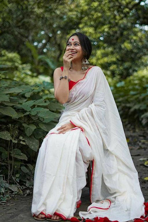 linen saree with kalamkari blouse