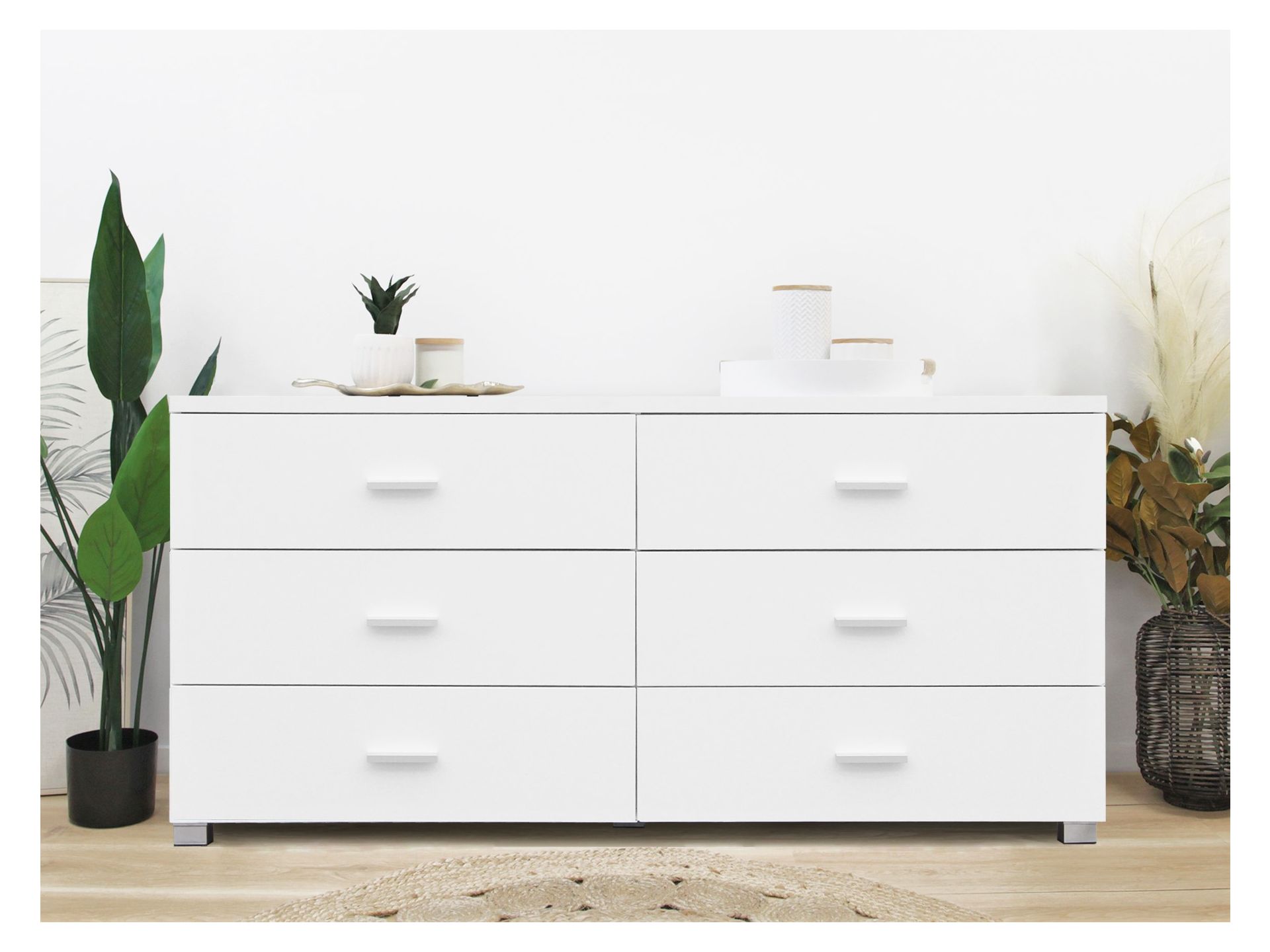 Low Boy 6 Drawer Chest Dresser - White