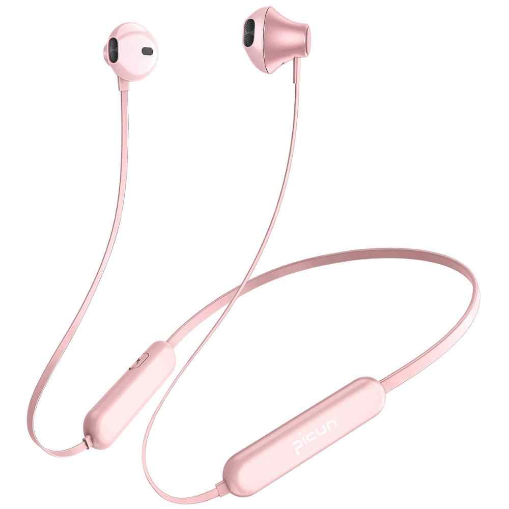 Wireless Bluetooth 5.0 Sport Gym Running Headphones Magnetic with Mic Pink