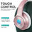 Thumbnail: 40 Hours Playtime Wireless Headphones Bluetooth Over Ear Headsets with Mic Rose