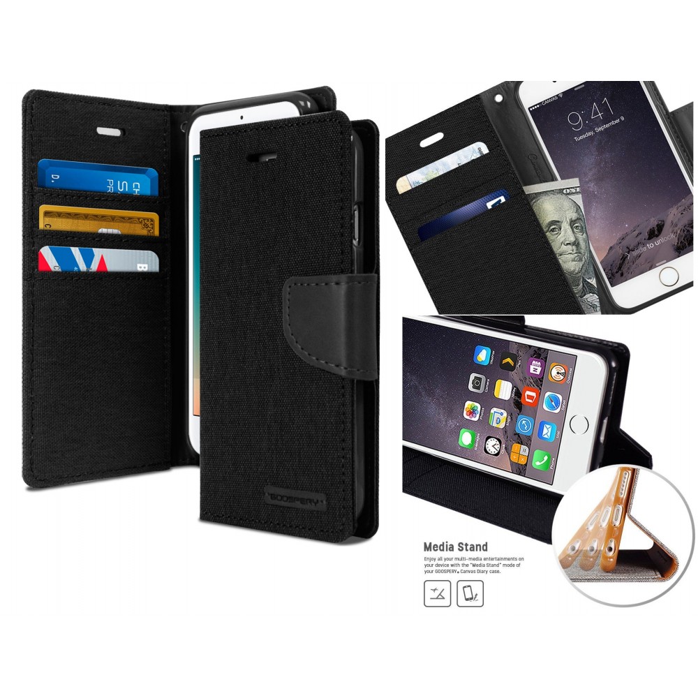 iPhone 7/Iphone 8 GOOSPERY Canvas Diary Flip Stand Wallet card slot Case black