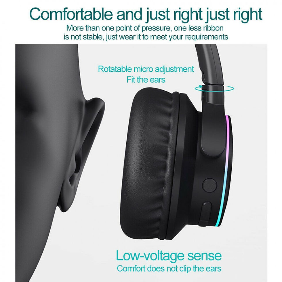 Thumbnail: Wireless bluetooth 5.0 Bass Headphones Headset LED Stereo Bass Touch Control