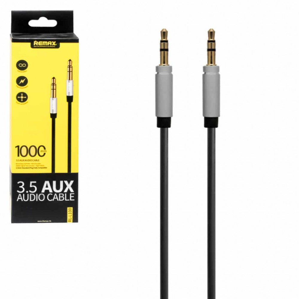REMAX 1M 3.5mm AUX Auxiliary Cord Male To Male to Male Stereo Audio cord Cable B