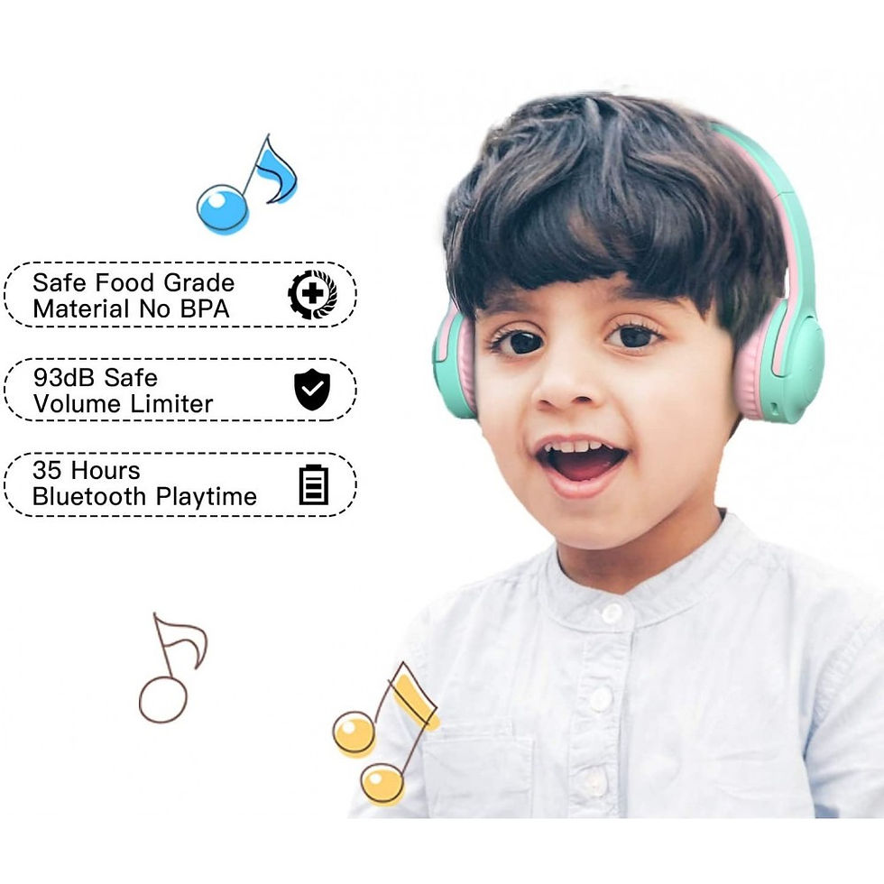 Thumbnail: Kids Children Bluetooth Headphones Foldable Wireless Headsets Build-in Mic-Mint