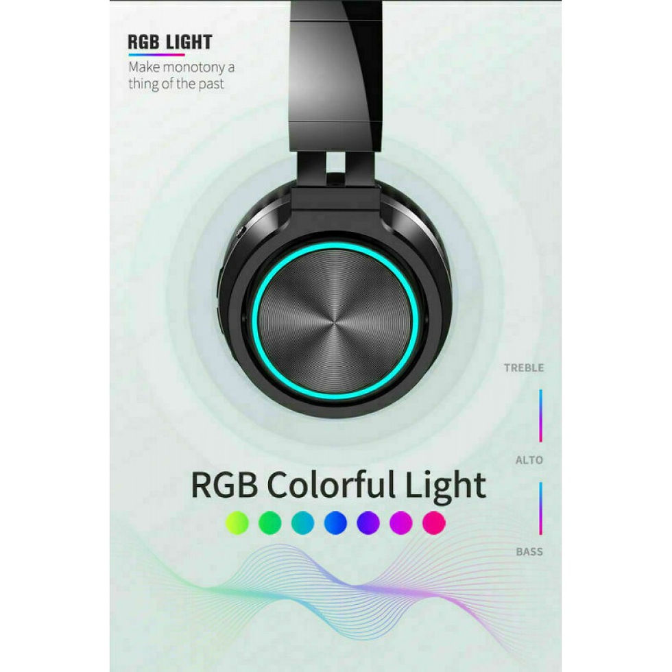 Thumbnail: Wireless Headphones Bluetooth 5.0 Foldable Headphone Headset with Mic Led Black