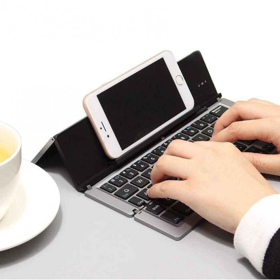 Thumbnail: Foldable Aluminum Bluetooth Wireless External Keyboards for Mobile Phone Tablet