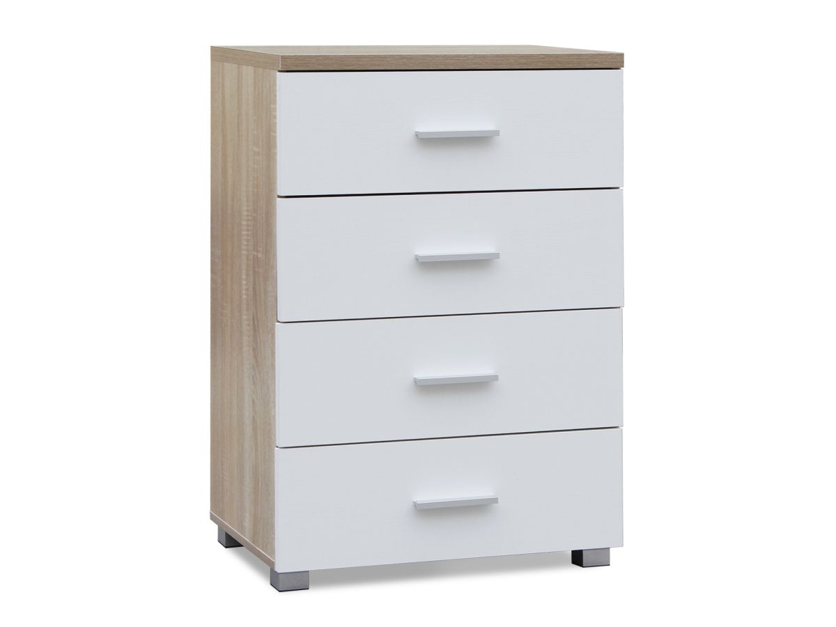 Tallboy 4 Drawer Chest Dresser - Oak + White
