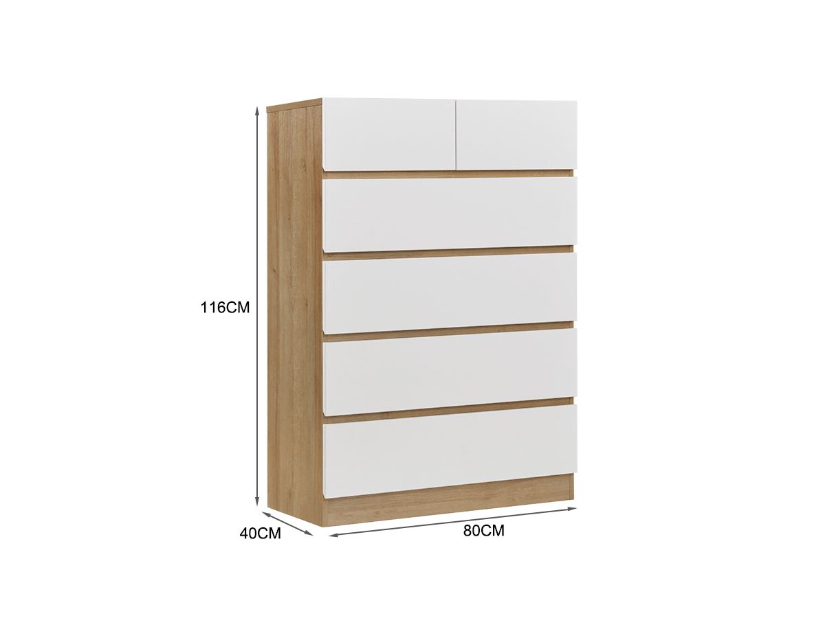 Wooden 6 Drawers Tallboy