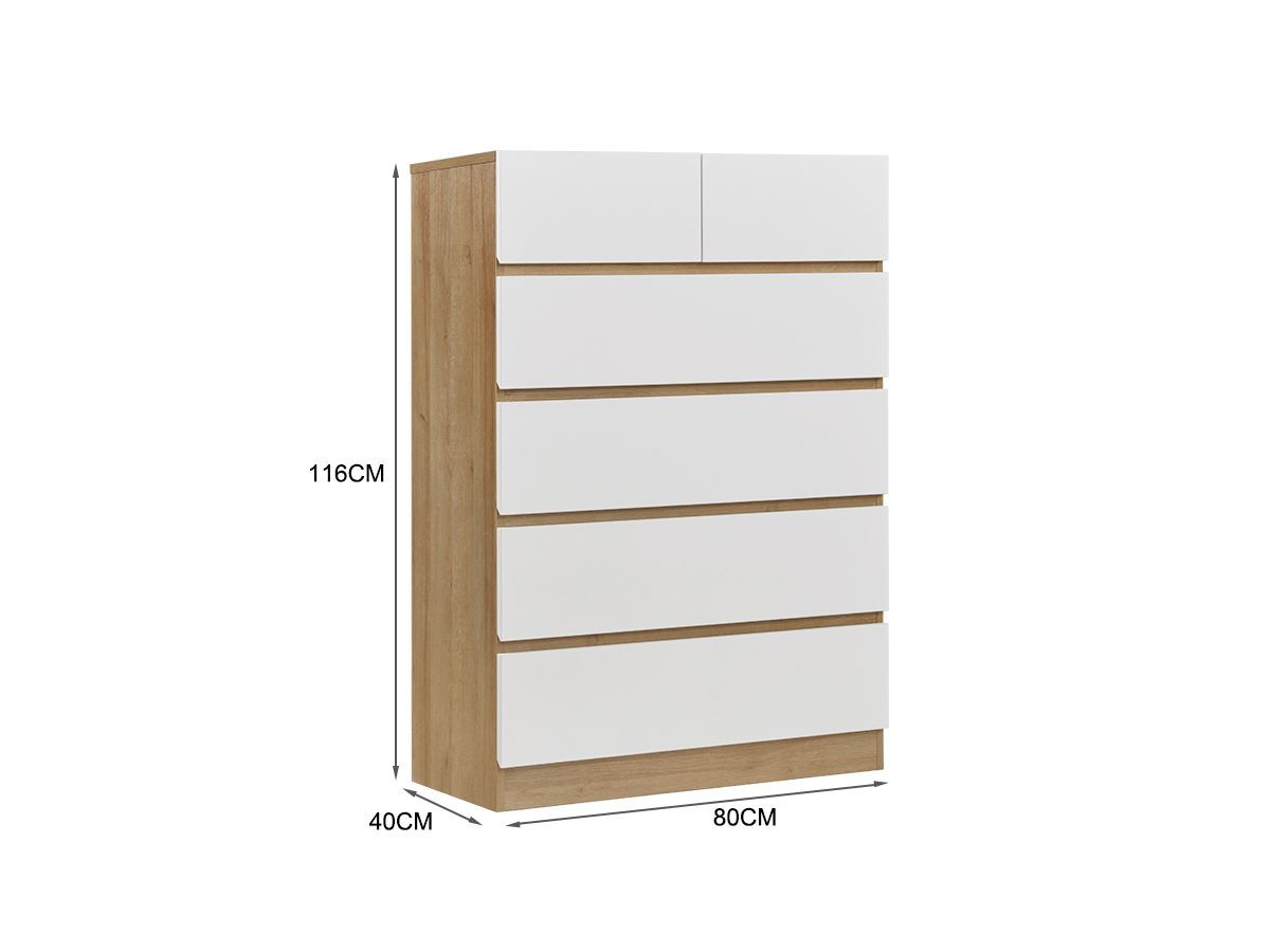 Wooden 6 Drawers Tallboy