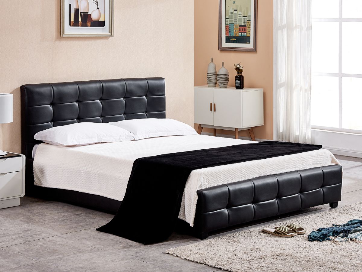 Queen PU Bed Frame - Black