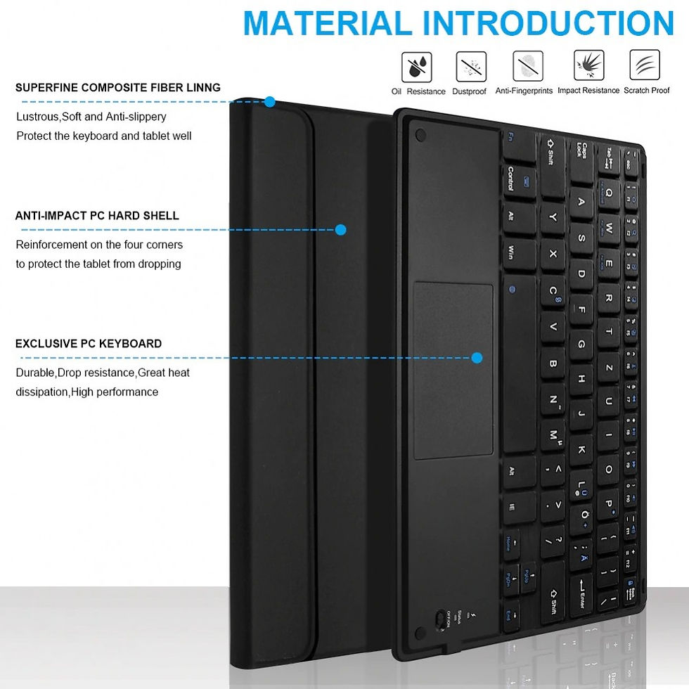 Thumbnail: New 2017 2018 iPad Air 1&2 Pro 9.7" PU Cover with Removable Bluetooth Keyboard