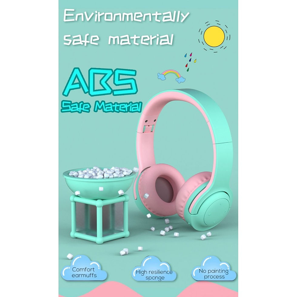 Thumbnail: Kids Children Bluetooth Headphones Foldable Wireless Headsets Build-in Mic-Mint