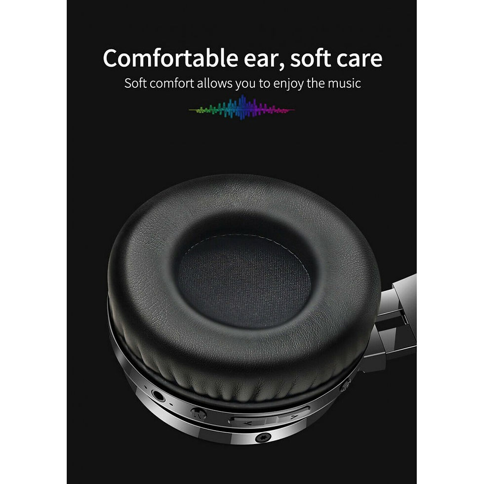 Thumbnail: Wireless Headphones Bluetooth 5.0 Foldable Headphone Headset with Mic Led Black