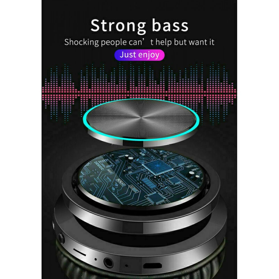 Thumbnail: Wireless Headphones Bluetooth 5.0 Foldable Headphone Headset with Mic Led Black