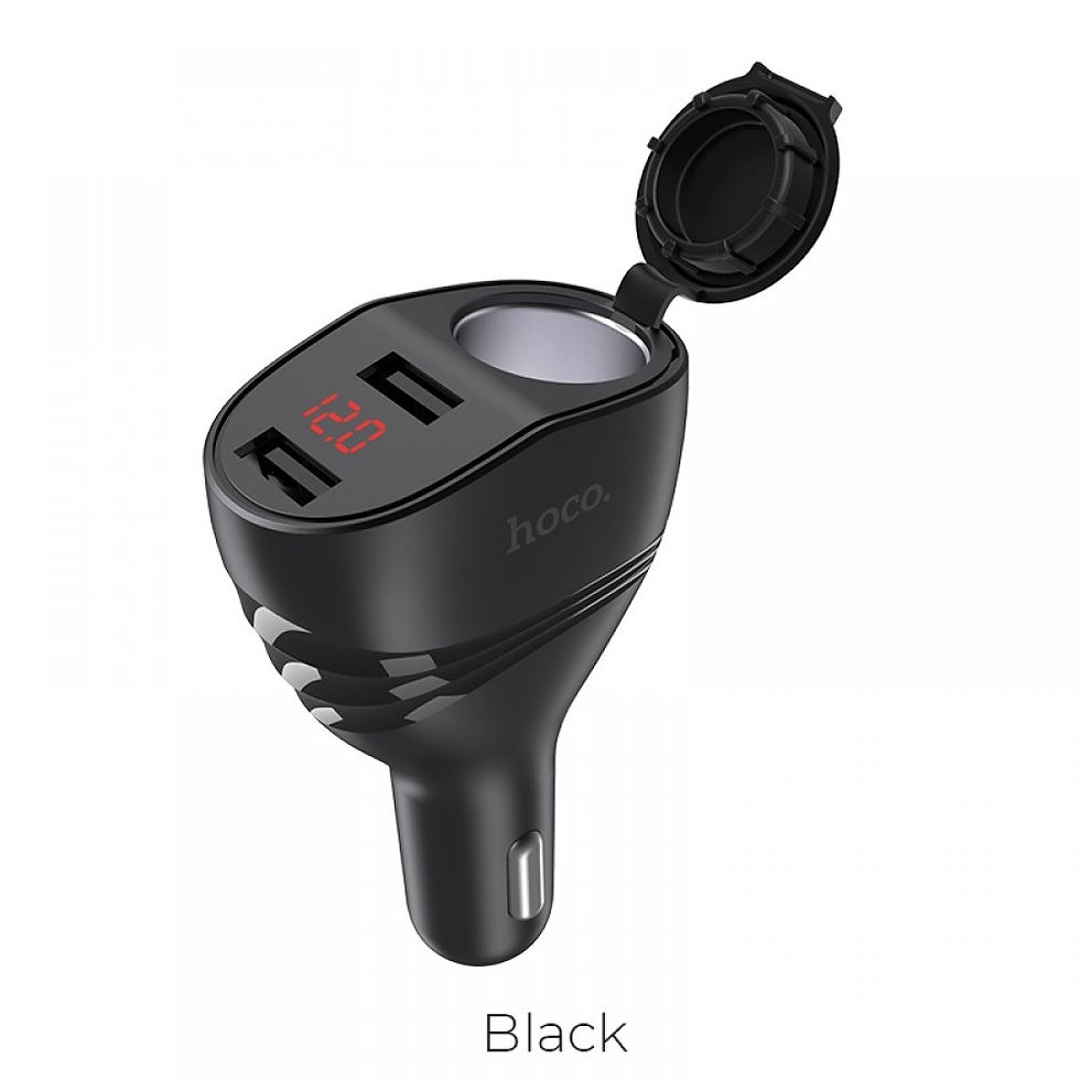 Thumbnail: HOCO Dual USB Cigarette Port Slot Car Charger Adapter with LED Digital Display