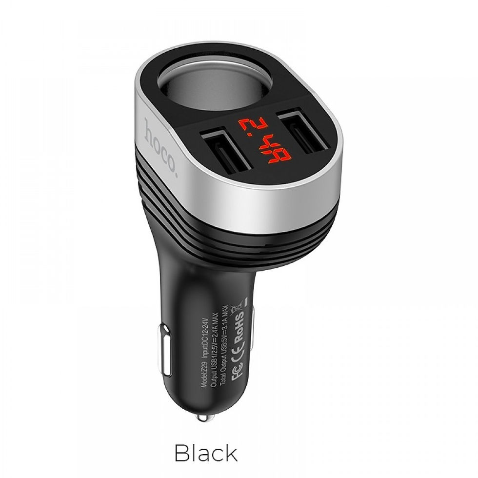 Thumbnail: Dual USB Car Charger 3.1A Fast Charging with one Cigarette lighter Socket