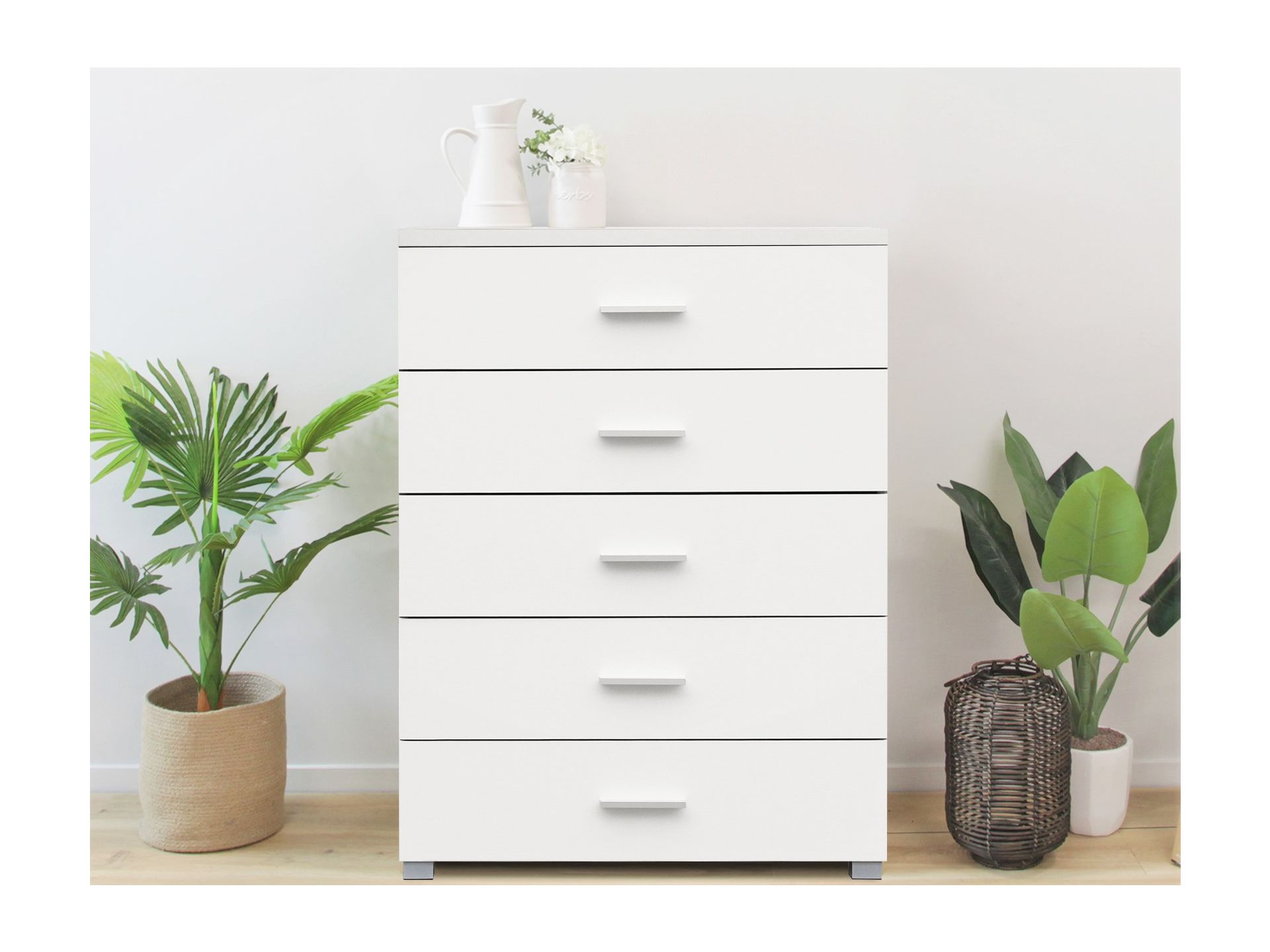Tallboy 5 Drawer Chest Dresser - White