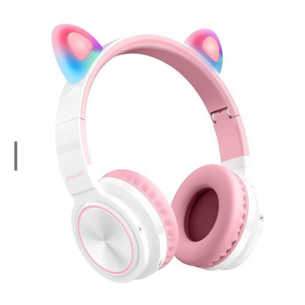 LUCKY CAT Style LED Color Changing Wireless Bluetooth Headsets with Mic-White Pi