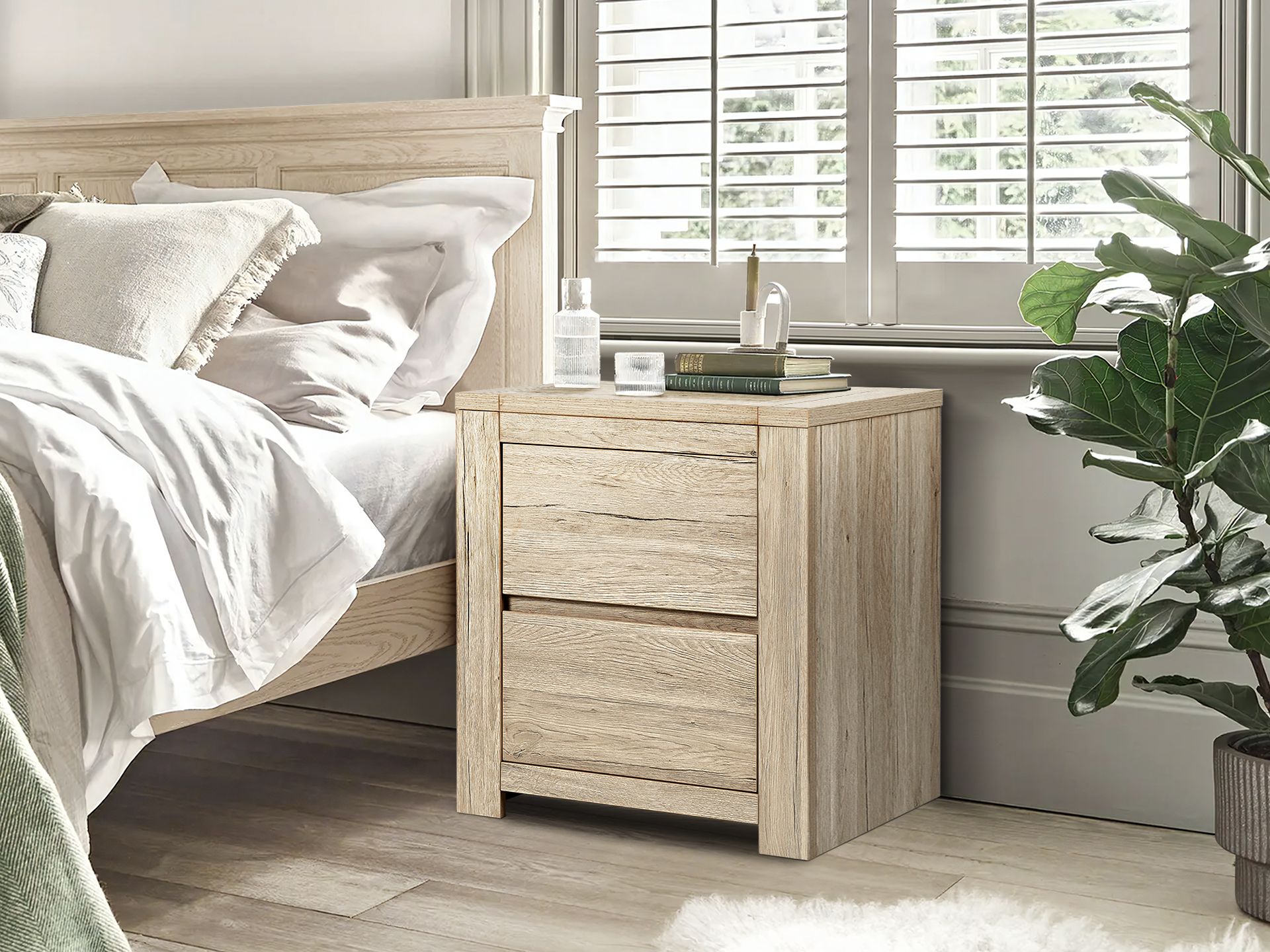 Wooden Bedside Table - Oak