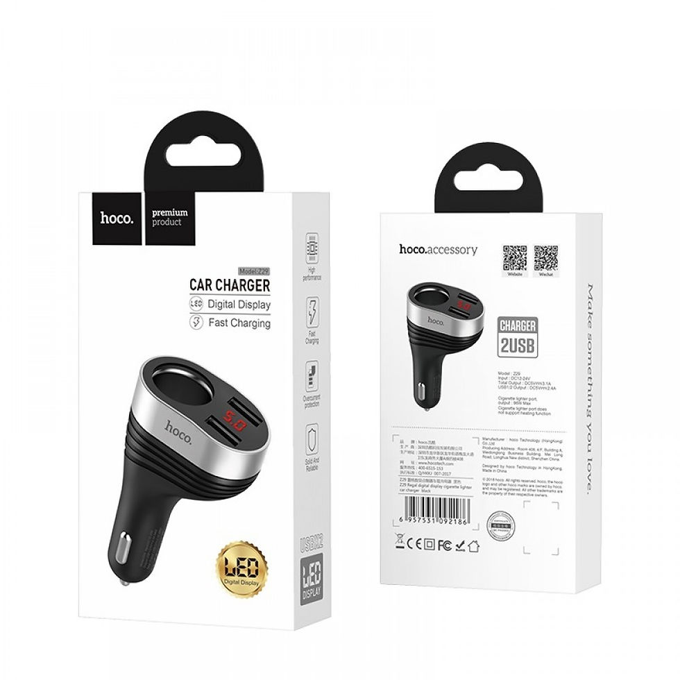 Thumbnail: Dual USB Car Charger 3.1A Fast Charging with one Cigarette lighter Socket