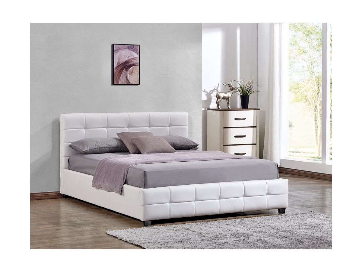 Queen PU Bed Frame - White