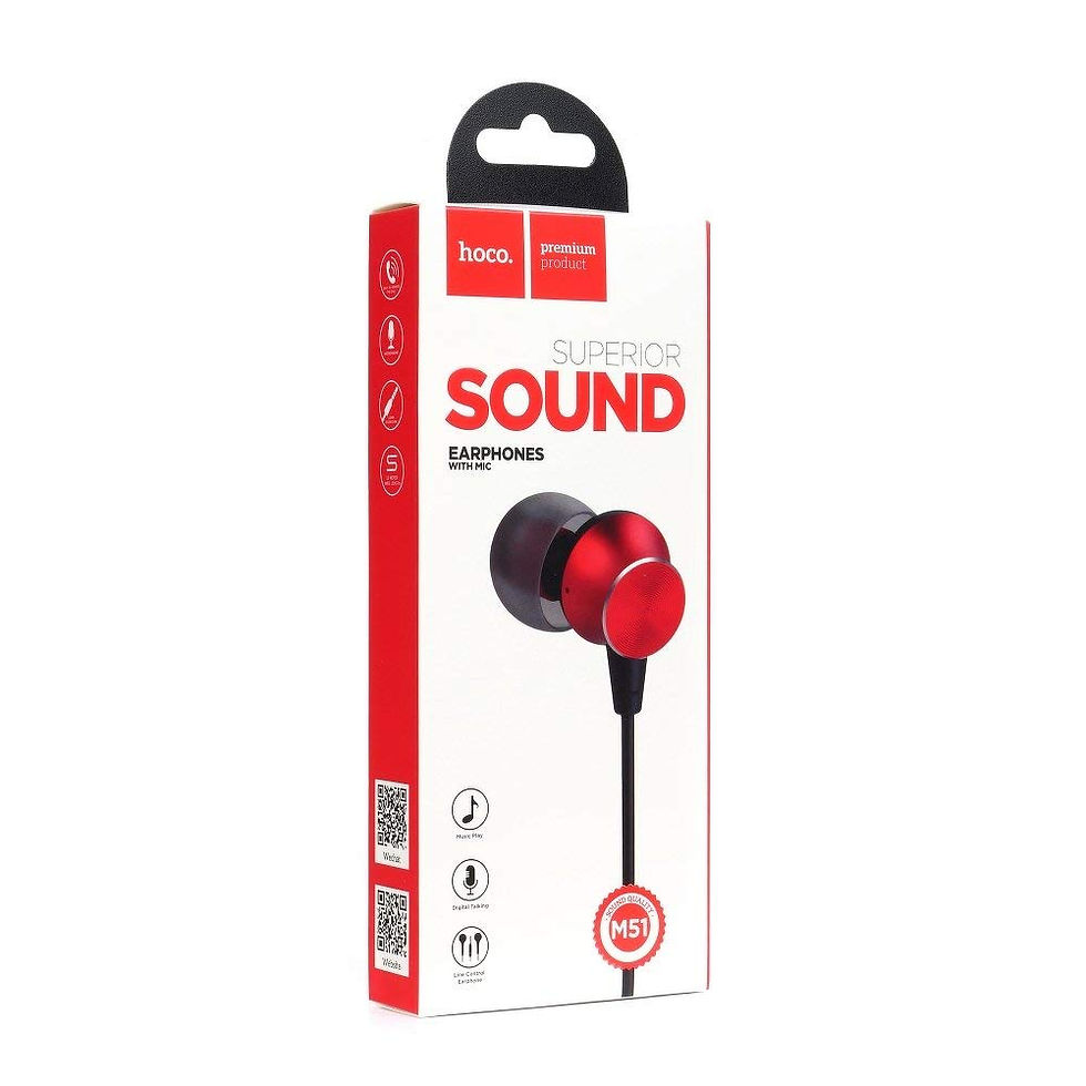 Thumbnail: Wired earphones universal 3.5mm with mic 1.2m-Red