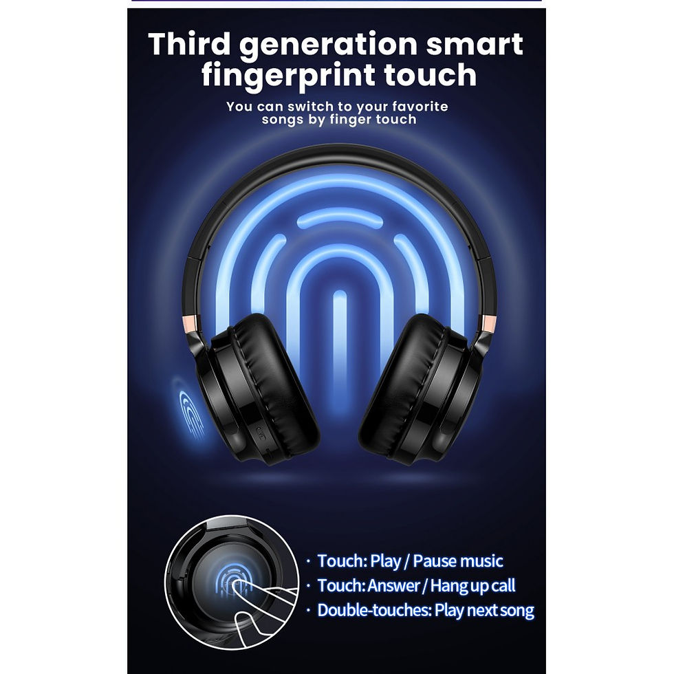 Thumbnail: Bluetooth 5.0 Headphone Headset Earphone Colorful LED Light Touch Control-black