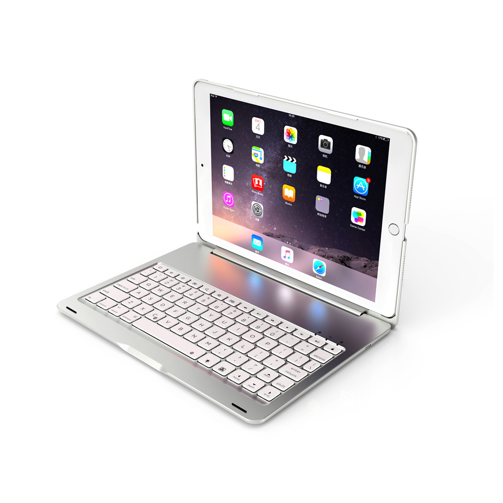 Ipad 10.2 7th Gen 2019 Aluminum Alloy Backlit Bluetooth keyboard Cover-Silver