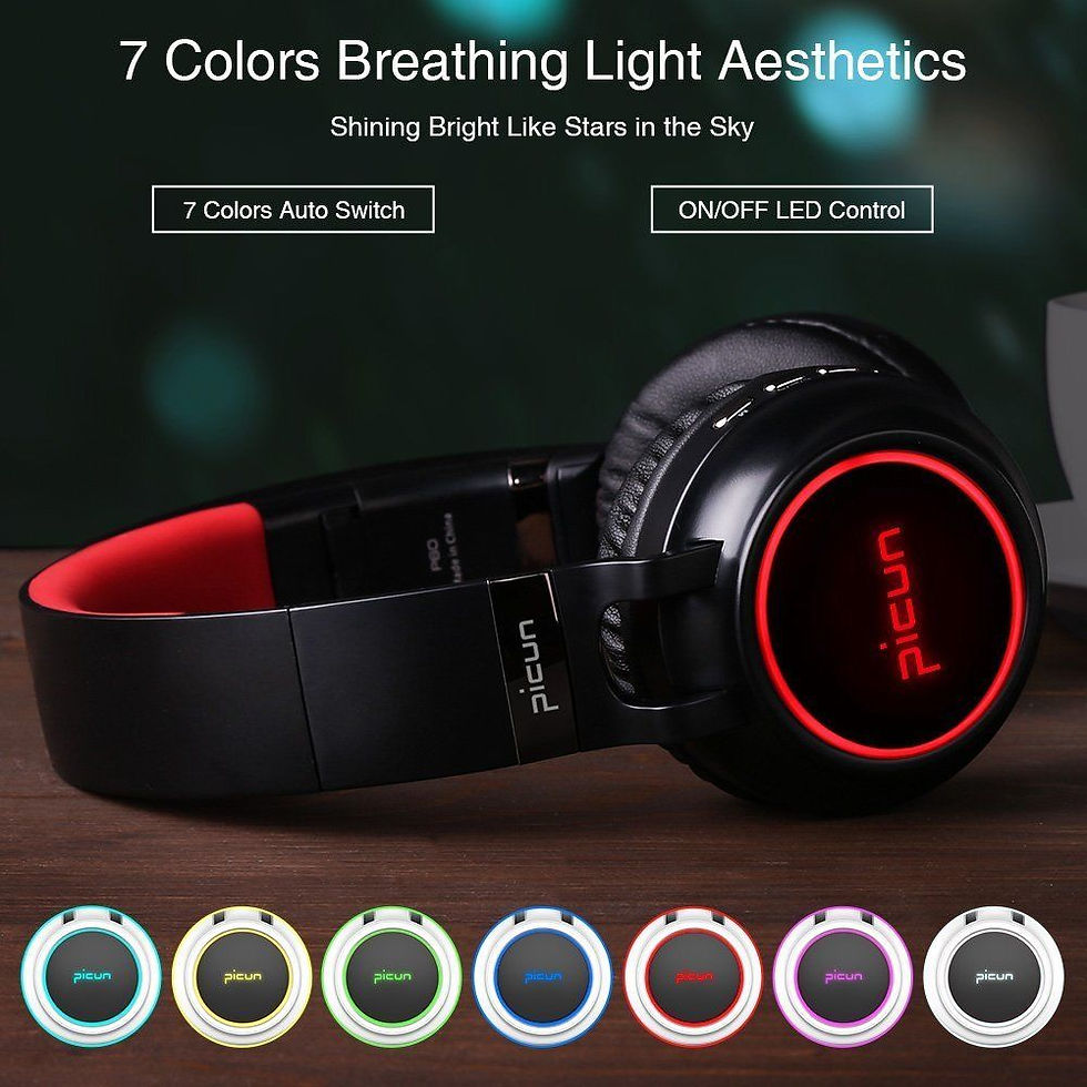 Thumbnail: Bluetooth Headphone Wireless 7 Colors Glowing 20 Hrs Music Time Headset With MIC