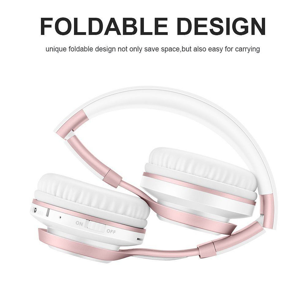 Thumbnail: Wireless Bluetooth Headphones HiFi Stereo Headset with Mic Light weight Foldable
