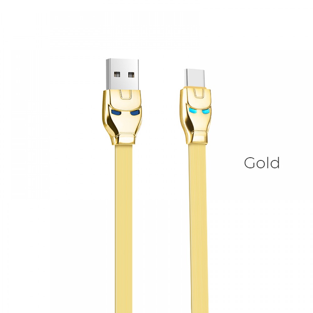 Steel man Type-C charging cable USB 1.2m 2.4A current With dual blue indicators