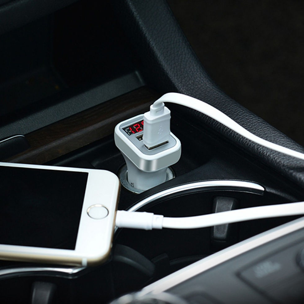 Thumbnail: Digital Display Dual USB Ports Car Charger Voltage Current Car Charger for Phone