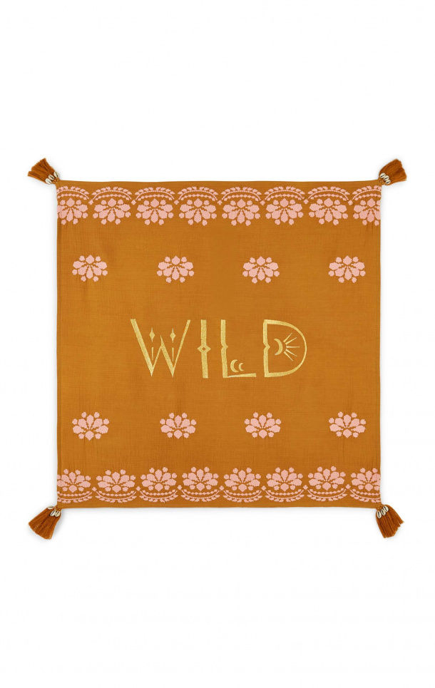 foulard fait main en coton bohème en couleur ocre