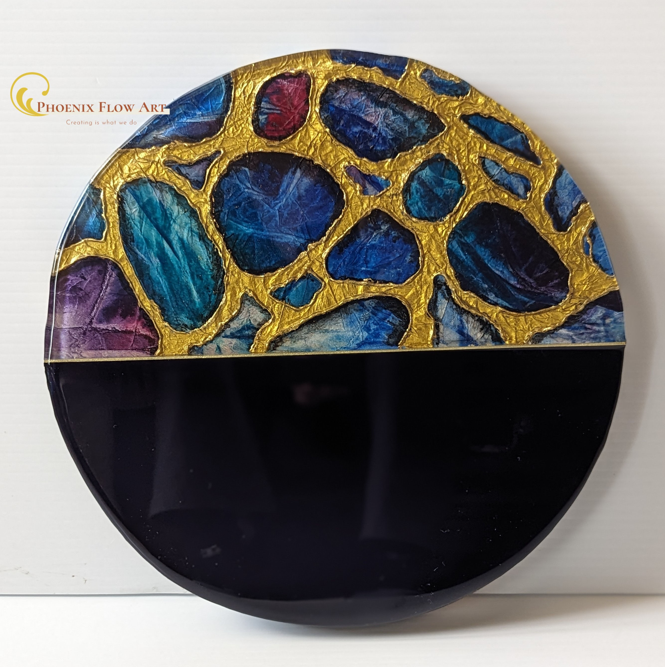 Original Resin Artwork on a round cradled board