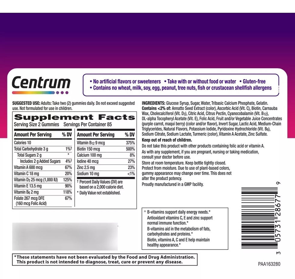 Miniatura: Vitaminas Centrum Para Mujeres 170 Gomitas