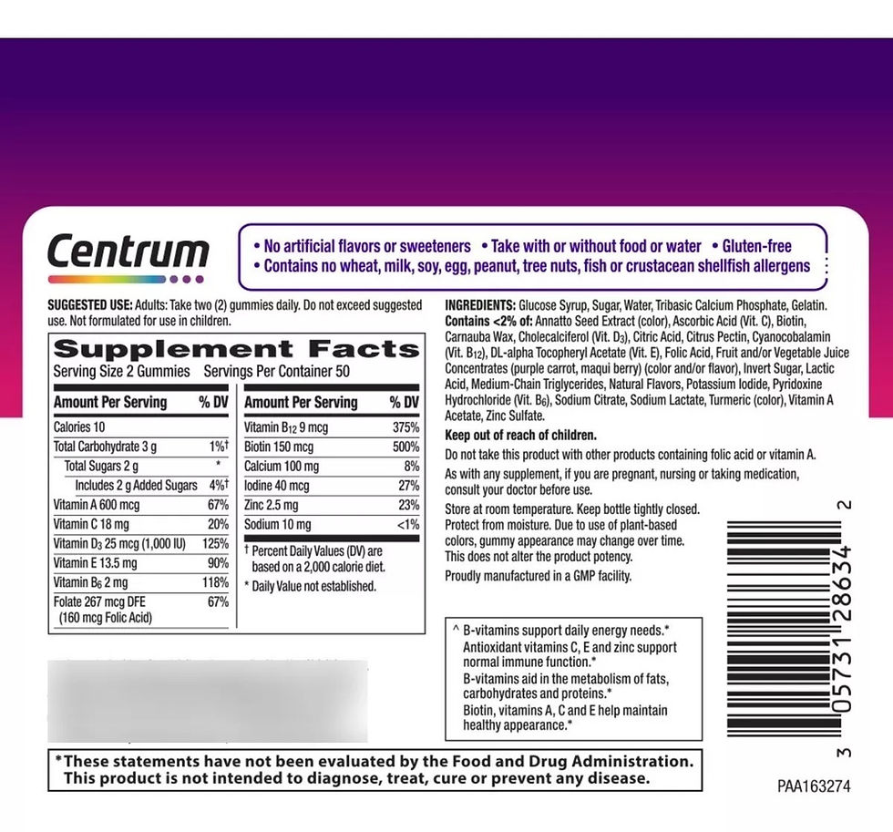 Miniatura: Vitaminas centrum Women Gomas Mujeres x100