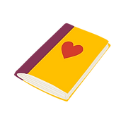 Dekorativ illustrasjon av en bok med et hjerte