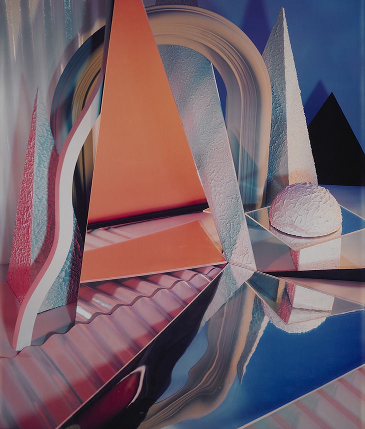 Barbara Kasten, “Construction A&A,” 1984, Polacor ER Photograph, 28 x 21 ½”. Courtesy of the Richard H. Mumper Trust.