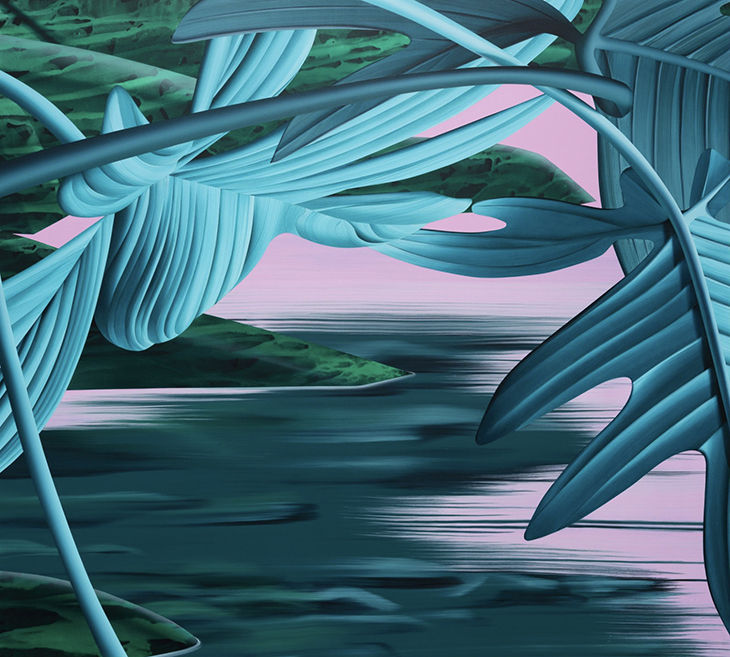 Anna Membrino, “Drift,” 2026, acrylic on canvas, 65 x 72”.