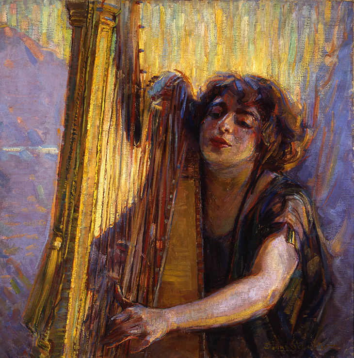 Donna Schuster, ““O’er Waiting Harp Strings” 1921, oil on canvas.