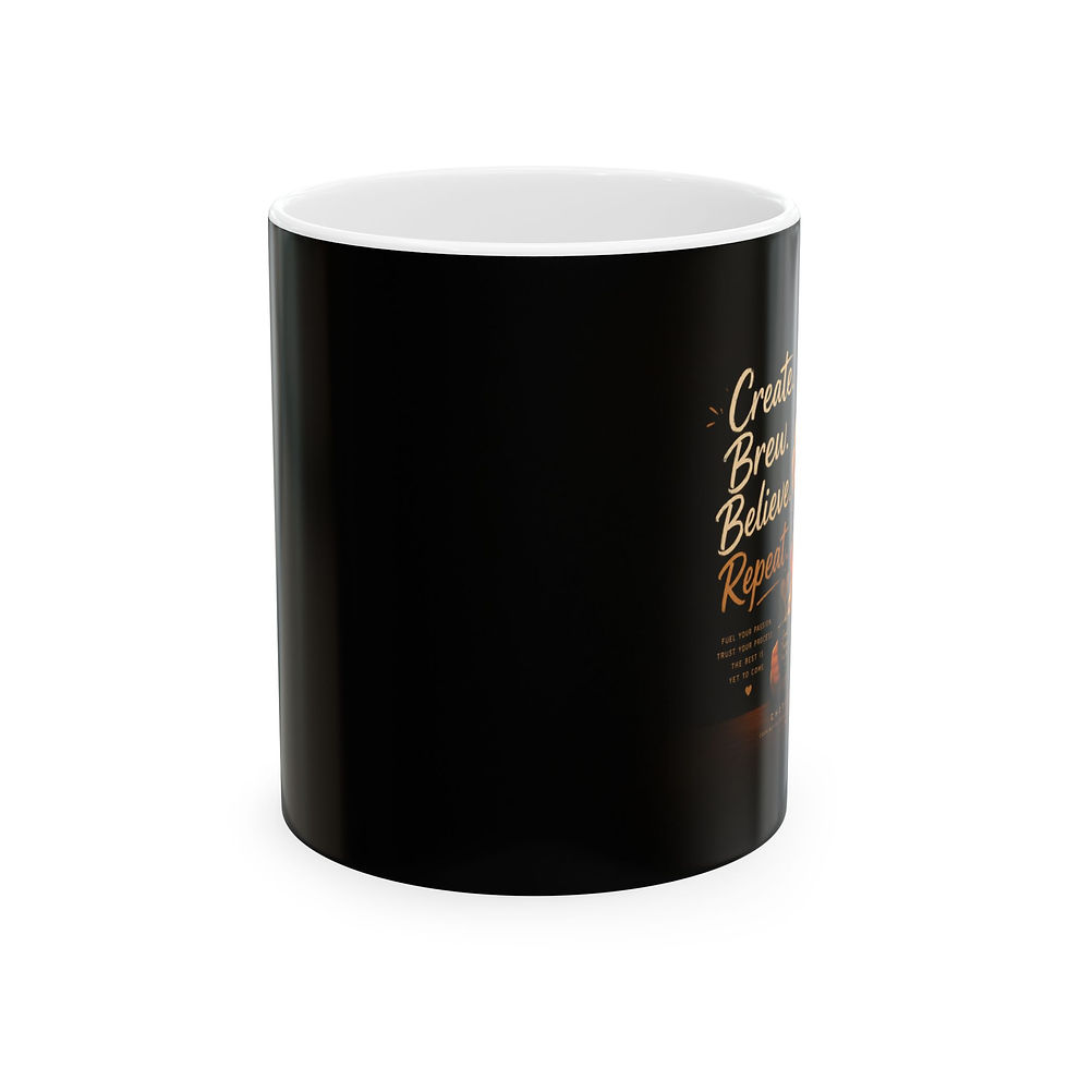 Thumbnail: Create Brew Believe Repeat Coffee Mug – Motivational Gift for Dreamers (11oz)