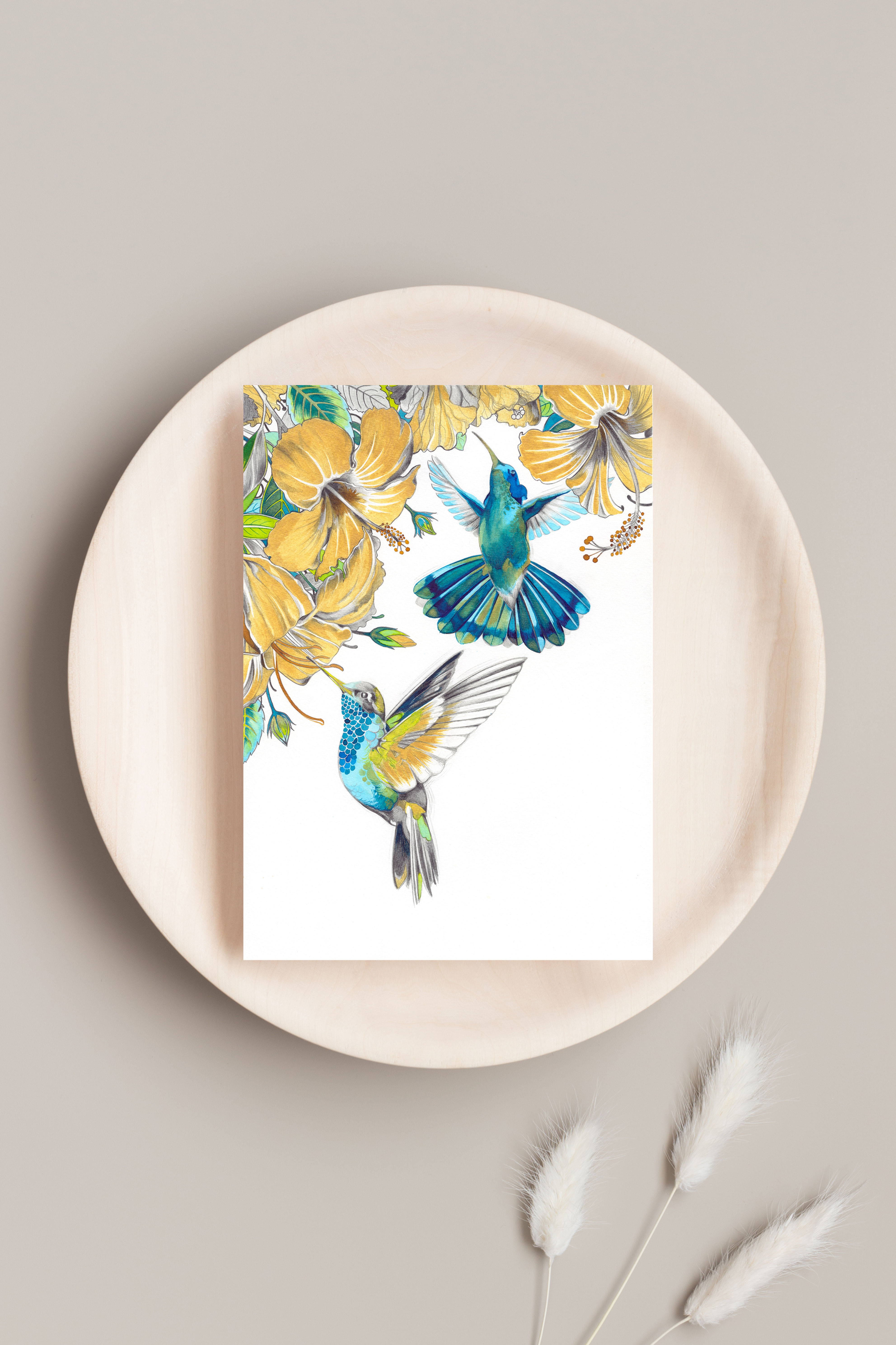 Hummingbirds and Hibiscus Greeting Card
