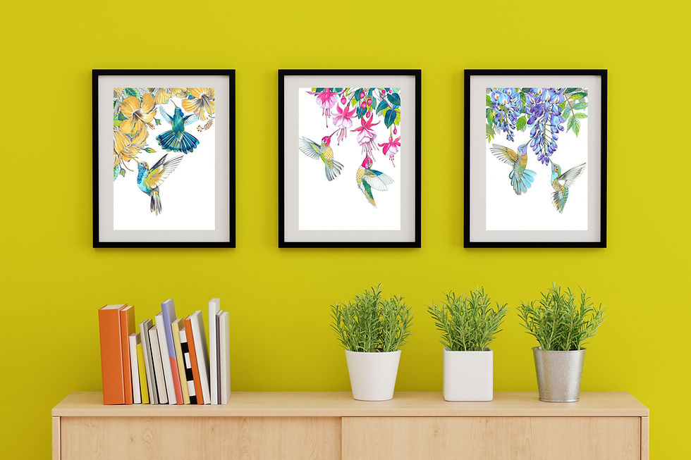 Thumbnail: Hummingbirds and Wisteria A3